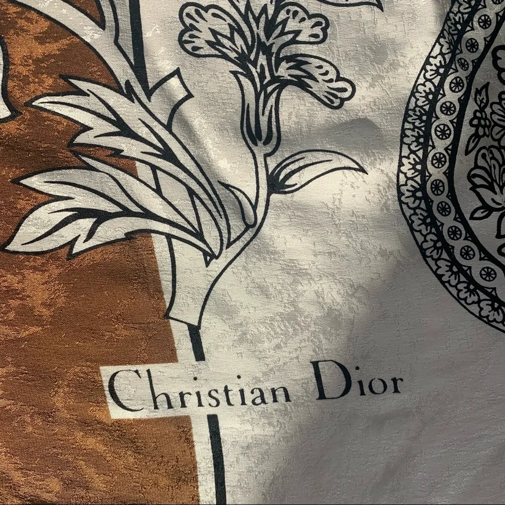 CHRISTIAN DIOR Large Floral & Paisley Silk Scarf *VINTAGE*